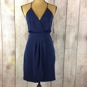 Yumi Kim Navy Faux Wrap Open Back Dress Sz M